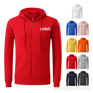 Con cappuccio con zip pullover unisex con logo personalizzato